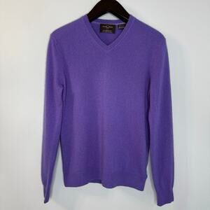 Black & Brown 1826 Cashmere Sweater V-Neck Long Pullover Purple Soft Preppy S
